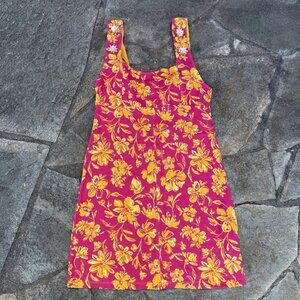 Zara  Mini Dress Womens Medium Pink Orange Floral Rhinestone Open Back